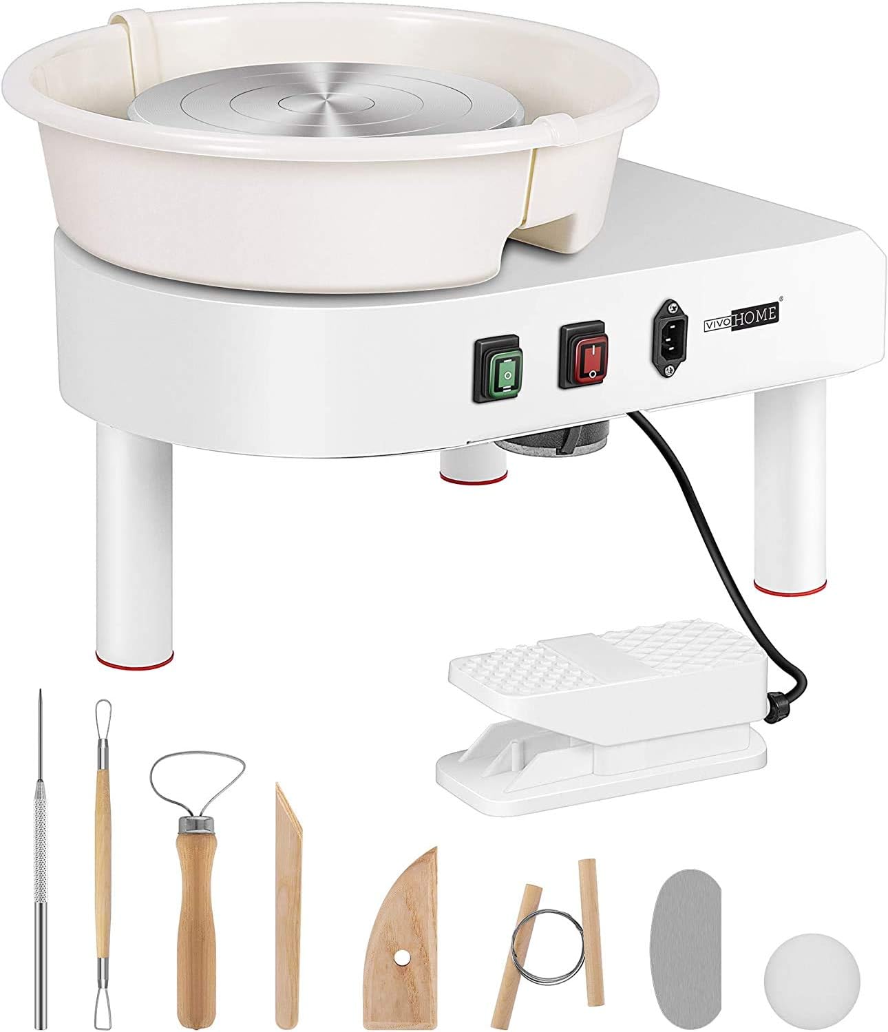 VIVOHOME 25CM Pottery Wheel Machine for DIY Clay Art Projects