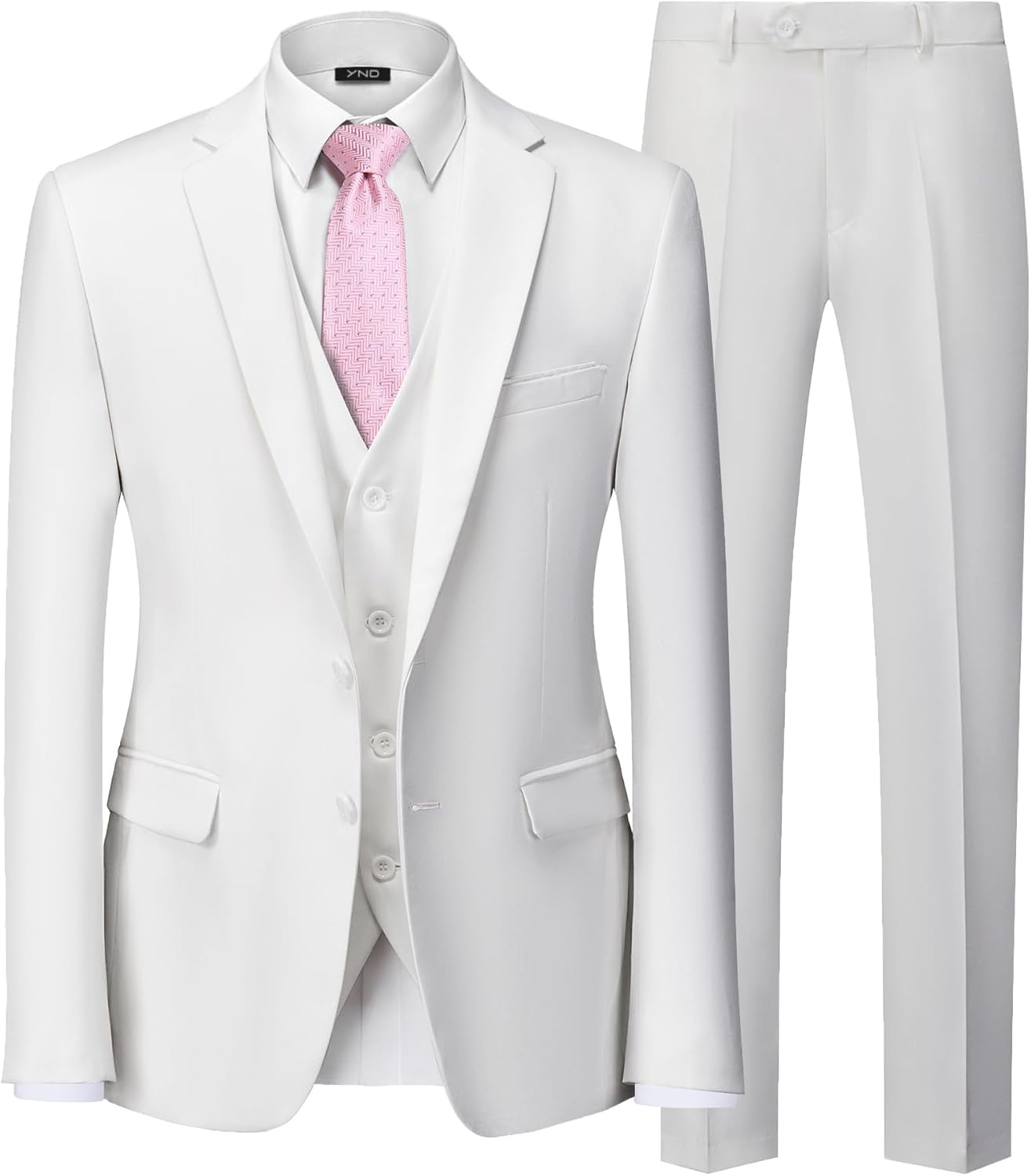 YND Men's 3 Piece Suit Set with Tie for Business and Weddings
