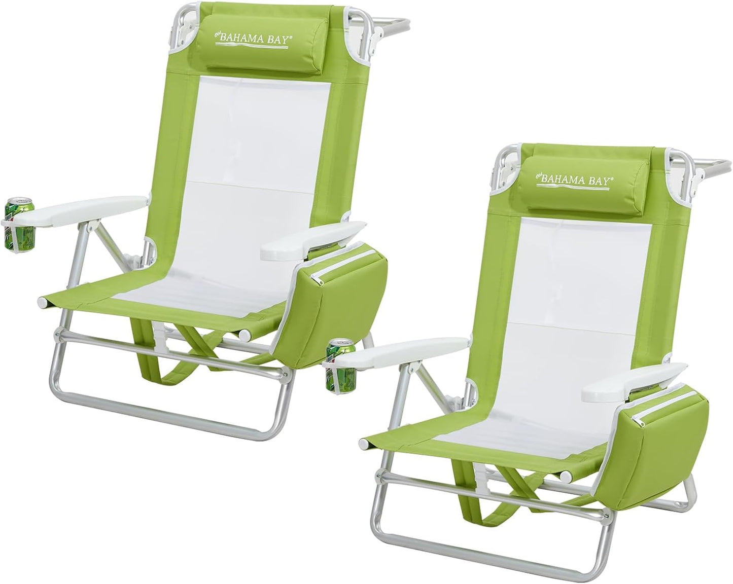 Old Bahama Bay Reclining Beach Chair with Cooler Bag for Comfort