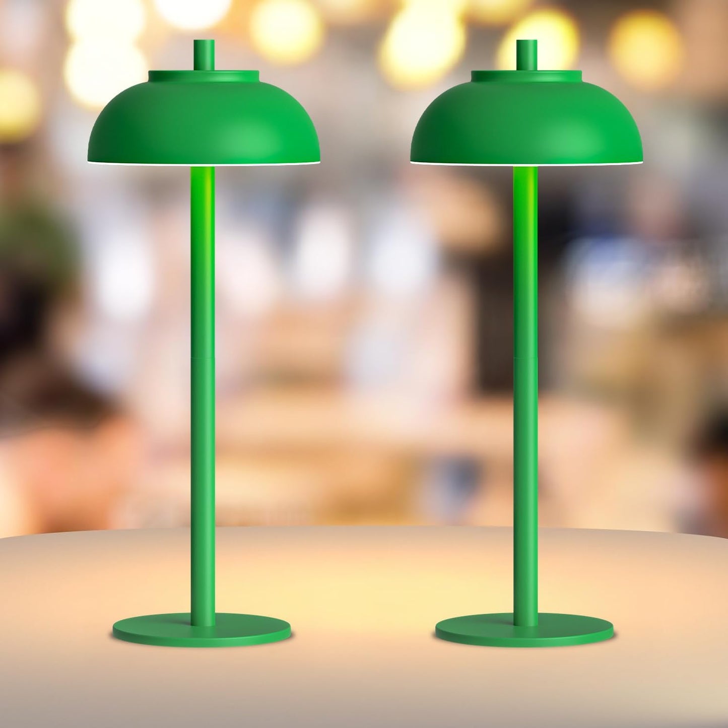 Green Led Cordless Table Lamps Set of 2 for Outdoor Use