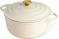 Enamelled Cast Iron Dutch Oven 6.4 Quart - Oven Safe, Easy Clean