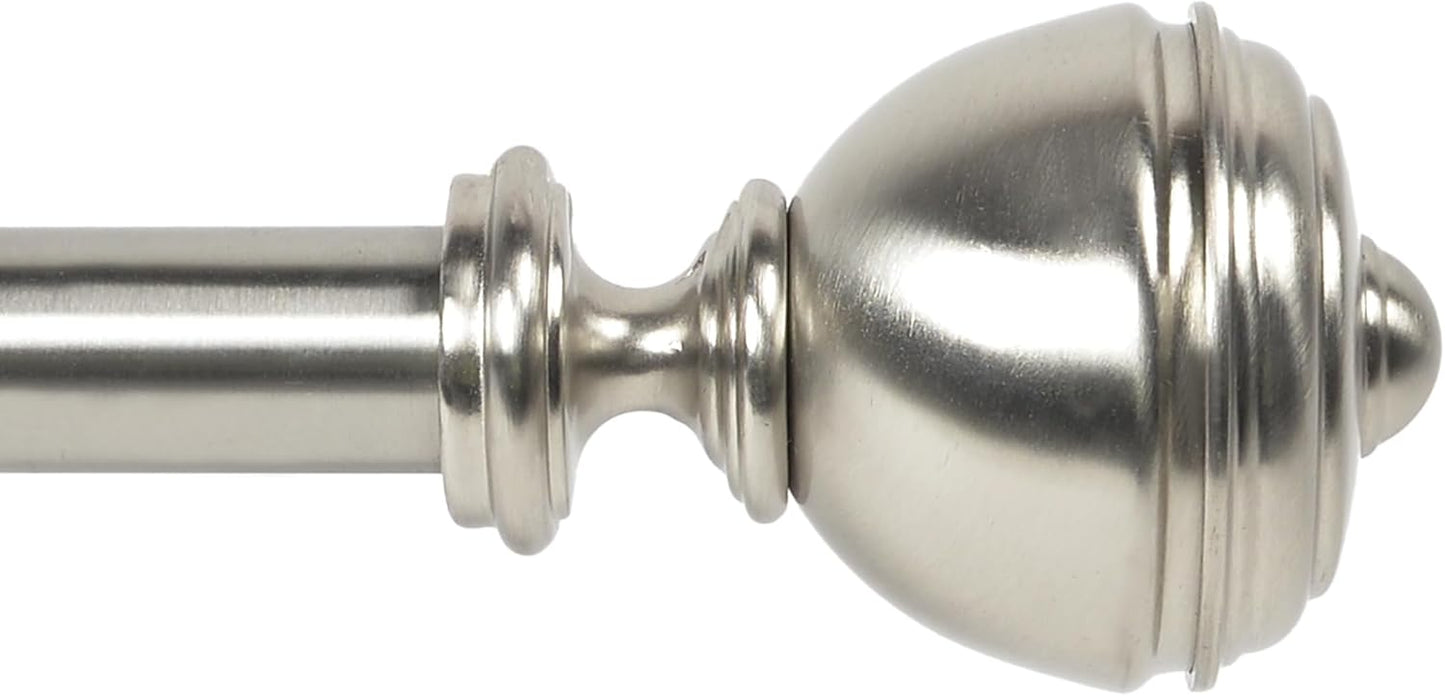 Adjustable Satin Silver Curtain Rod Set - Heavy Duty Drapery Pole