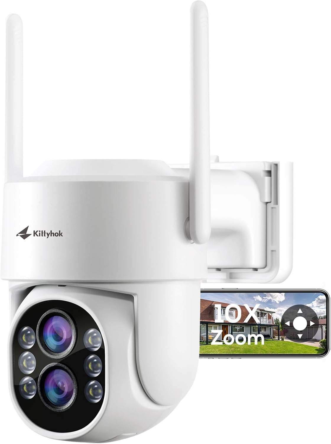 Kittyhok Dual Lens PTZ Security Camera with 10X Hybrid Zoom