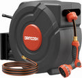Retractable Garden Hose Reel 155 ft x 1/2 in - Wall-Mount Slow Return