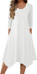 Zeagoo Midi 3/4 Sleeve A Line Dress for Women - Elegant Everyday Style