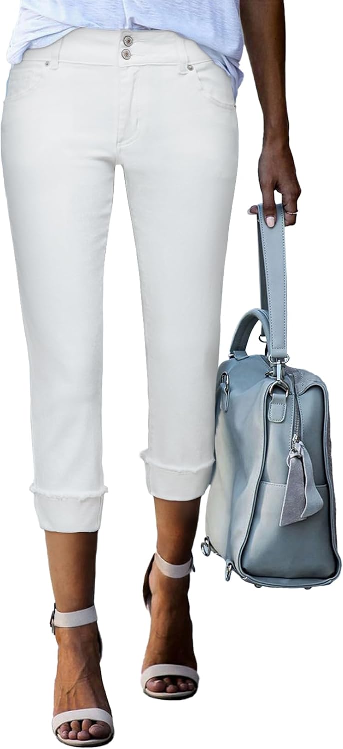High Waisted Stretchy Capri Jeans for Women - Stylish Comfort