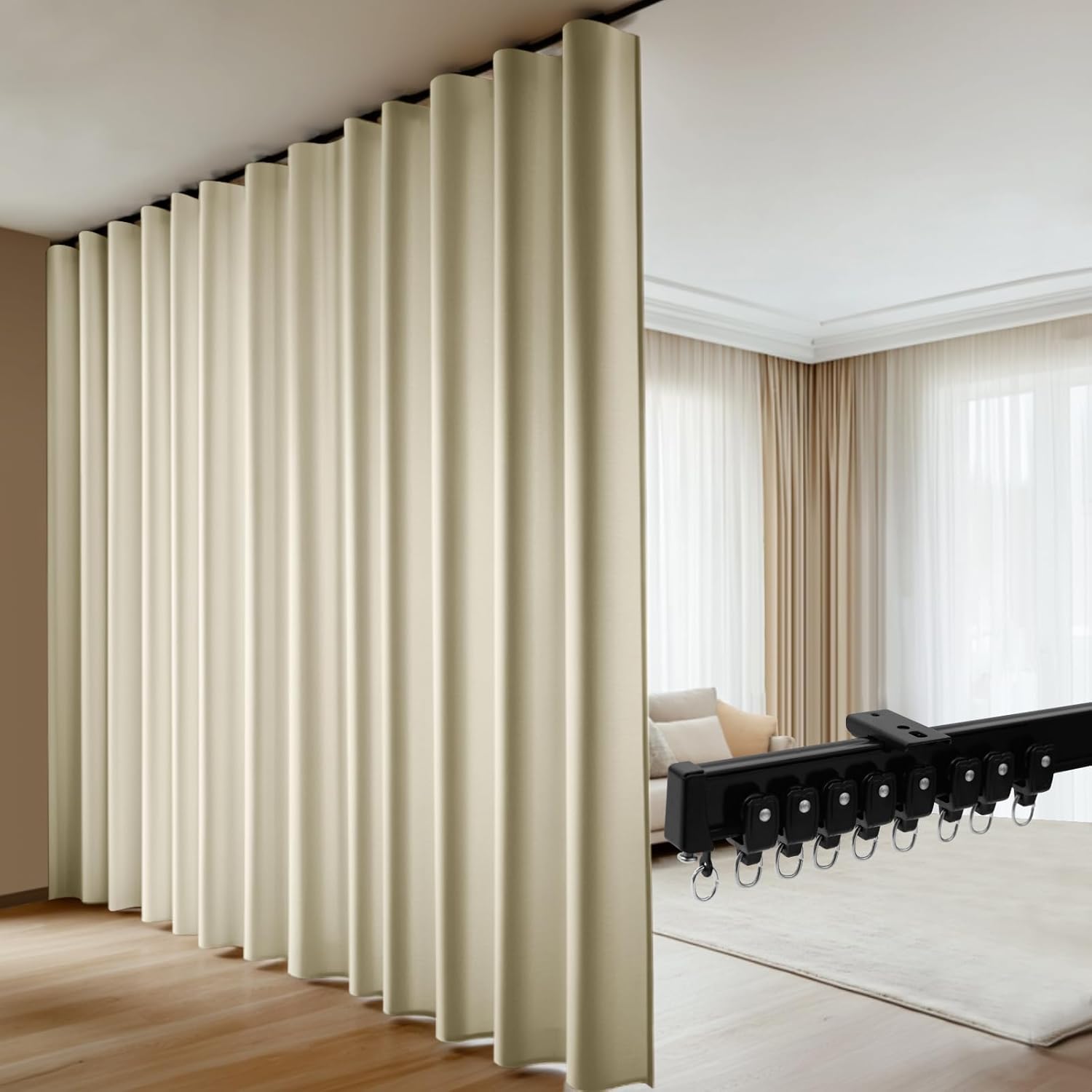 Privacy & Style: Beige Blackout Curtain Set - W180xH108