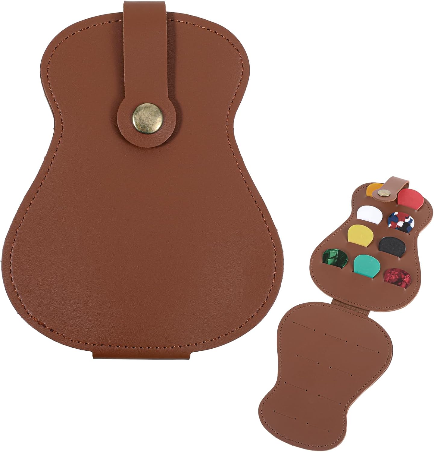 Premium Leather Guitar Picks Holder - Organize 18 Picks Easily!