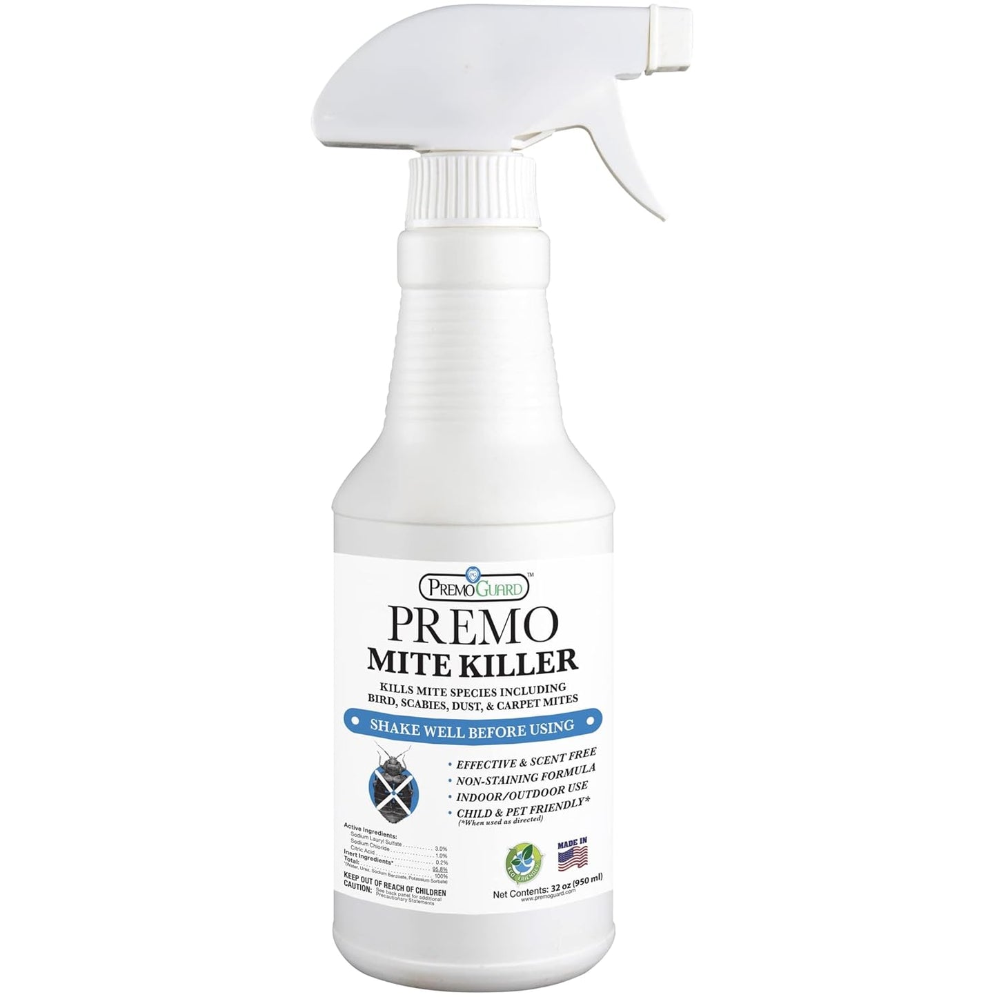Premo Guard Mite Treatment Spray 32 oz for Home and Pets