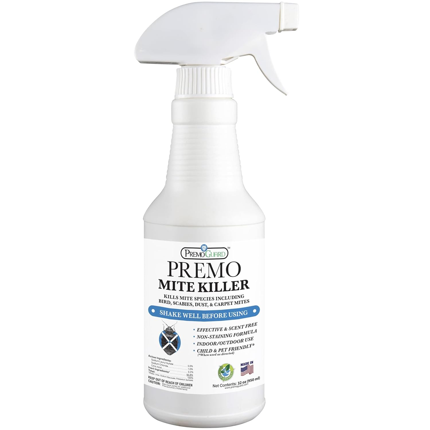 Premo Guard Mite Treatment Spray 32 oz for Home and Pets