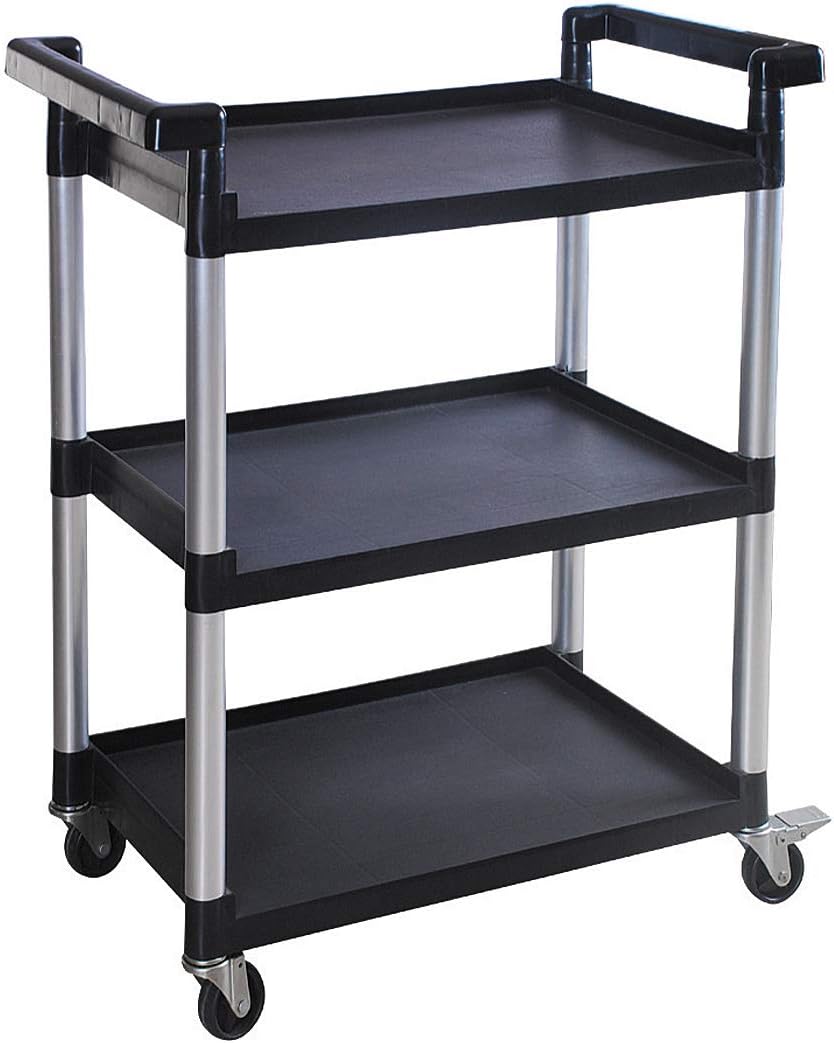 MaxWorks 3-Shelf Utility Plastic Cart with Wheels for Versatile Use