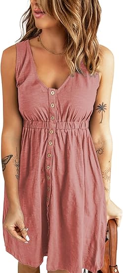 BLENCOT Women's Casual Sleeveless T-Shirt Dress for Summer Fun