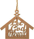 Set of 20 Religious Christmas Ornaments Wooden Nativity - Let God