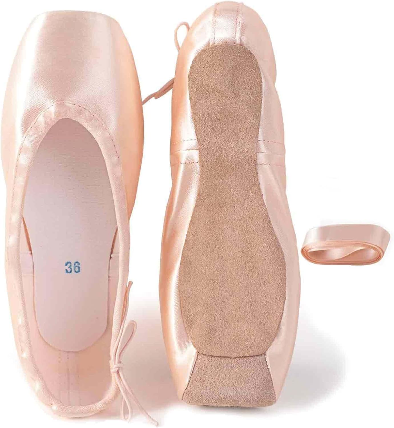 Daydance Ballet Pointe Shoes for Girls and Women with Toe Pads