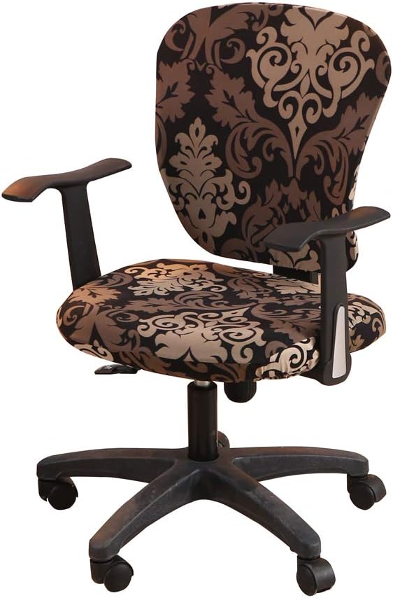 Universal Desk Chair Cover - Stretchable & Protective (Black Brown)
