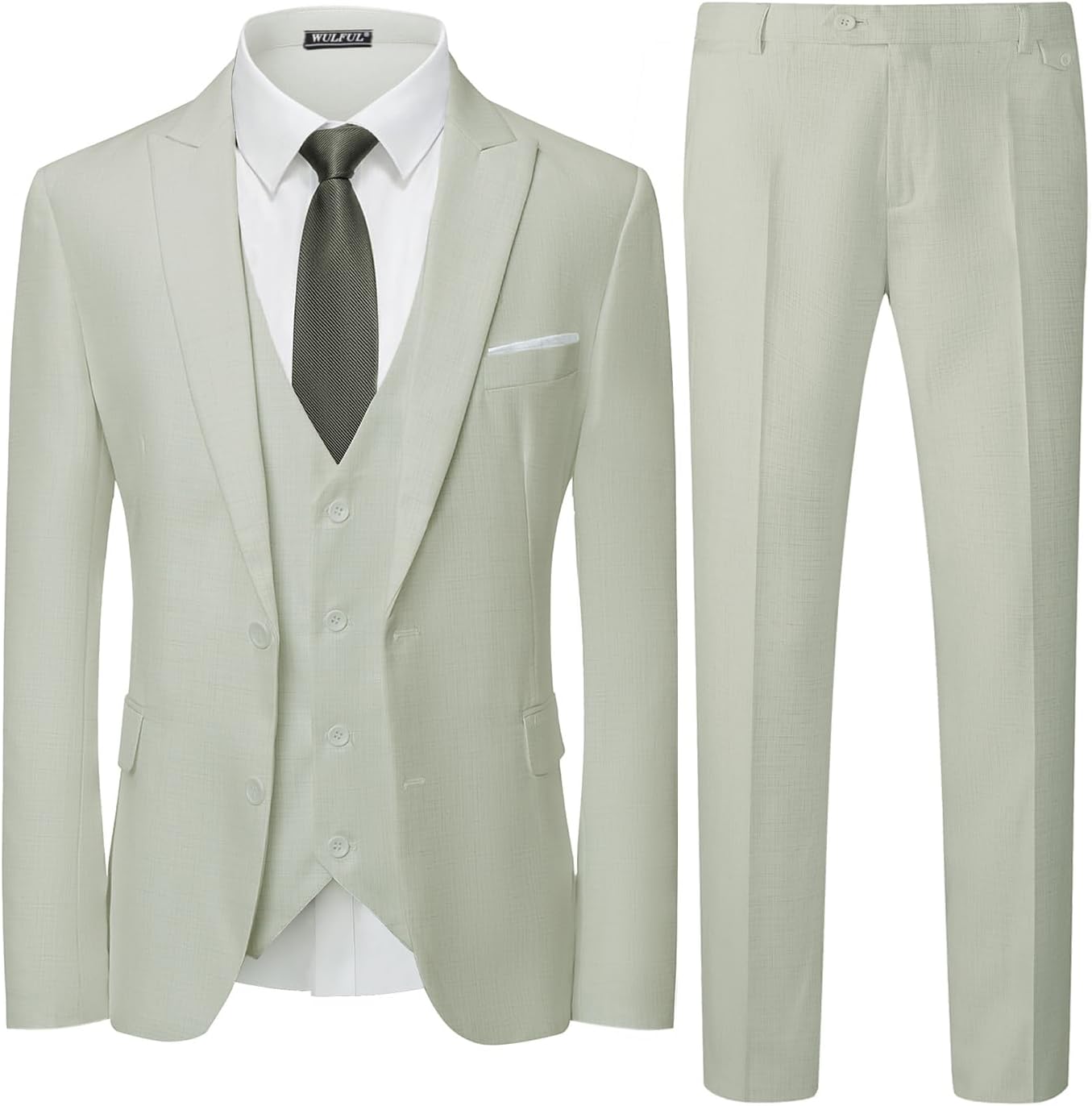 WULFUL Men's 3 Piece Slim Fit Suit Set for Weddings and Parties