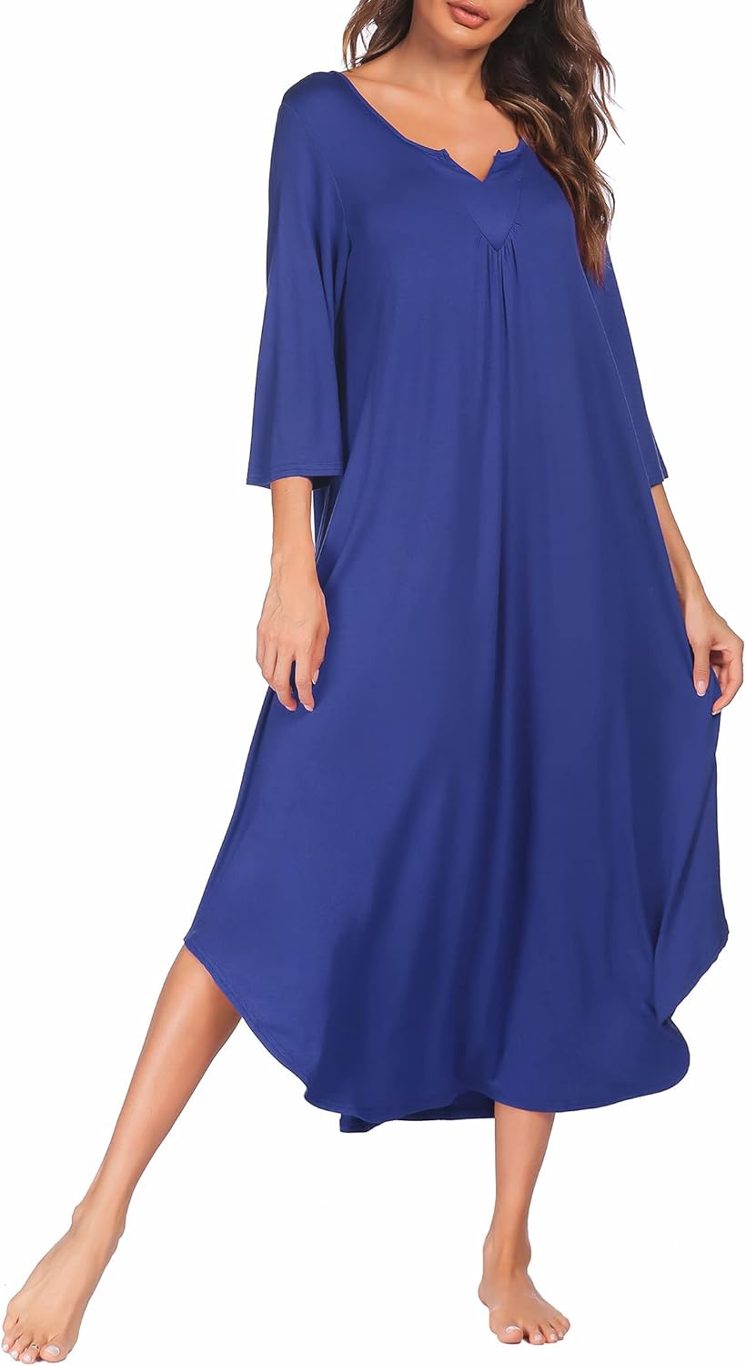 Ekouaer Long Nightgown for Women with 3/4 Sleeves and Comfort