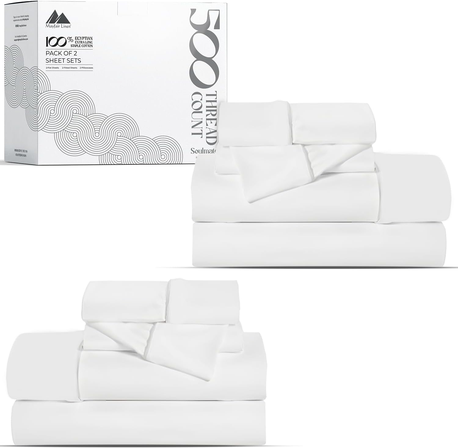 Mayfair Linen Twin XL Sheet Sets - 500 Thread Count Cotton