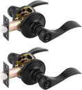 Matte Black Privacy Door Levers 2 Pack - Keyless Bed & Bath