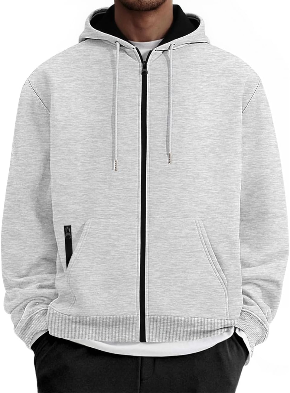 QOSOQ Mens Zip Up Hooded Sweatshirt for Casual Style