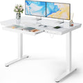 48 x 24 Glass Electric Standing Desk with Drawer - White