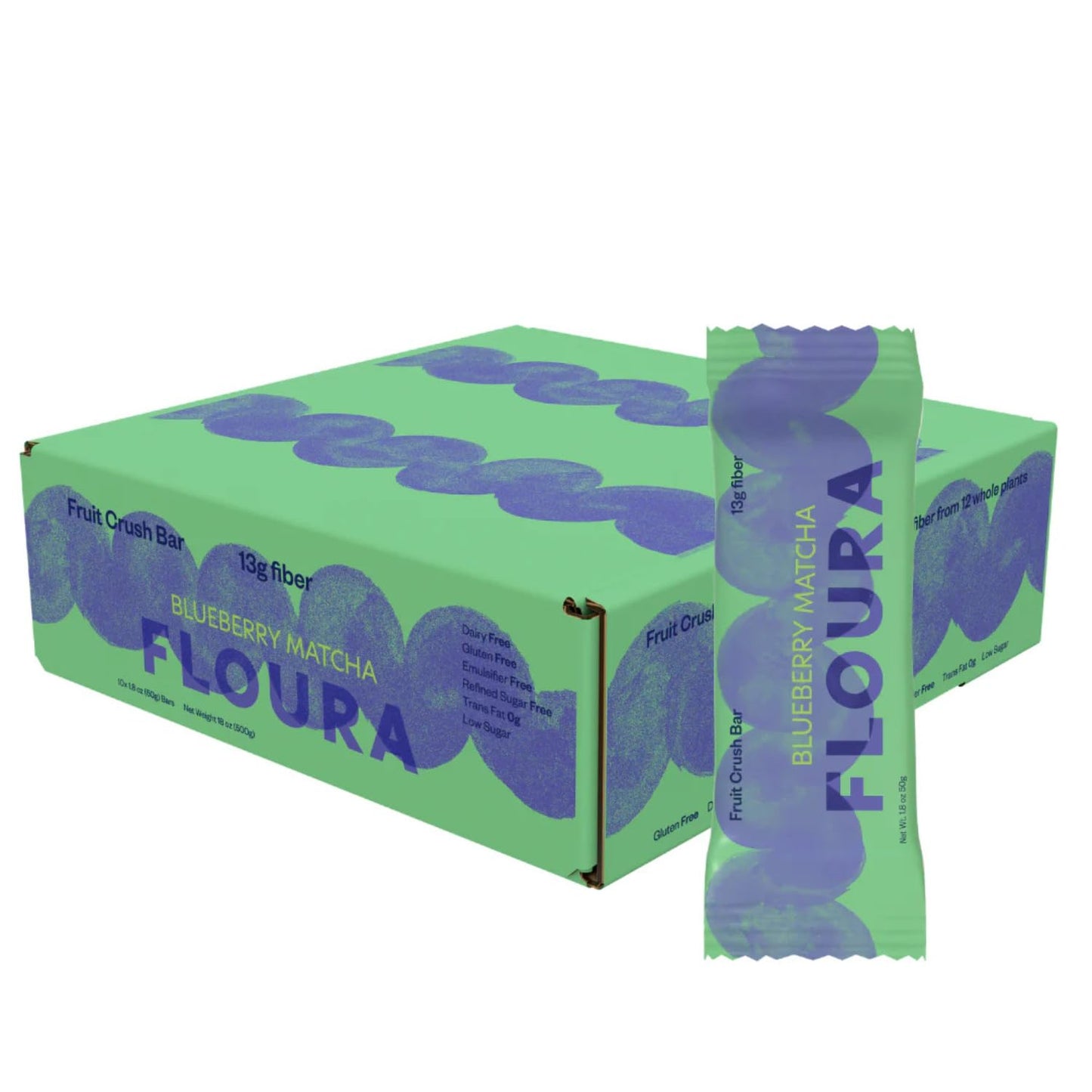Floura Blueberry Matcha Fiber Bars for Gut Health and Energy