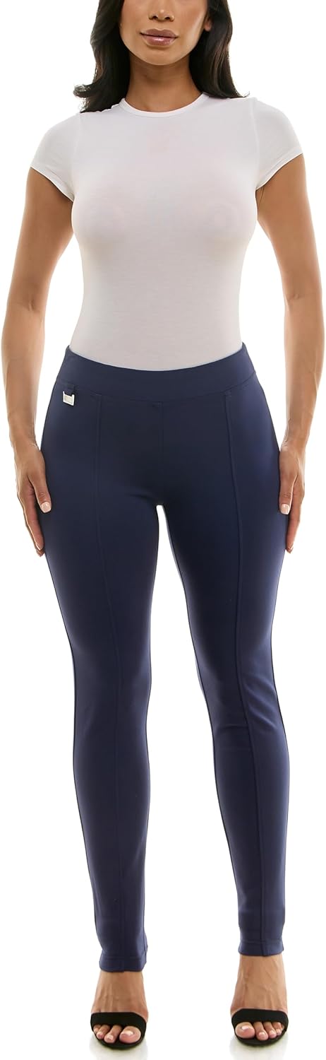 Zac & Rachel Womens Pull On Ankle Pant with Stylish Metal Tab