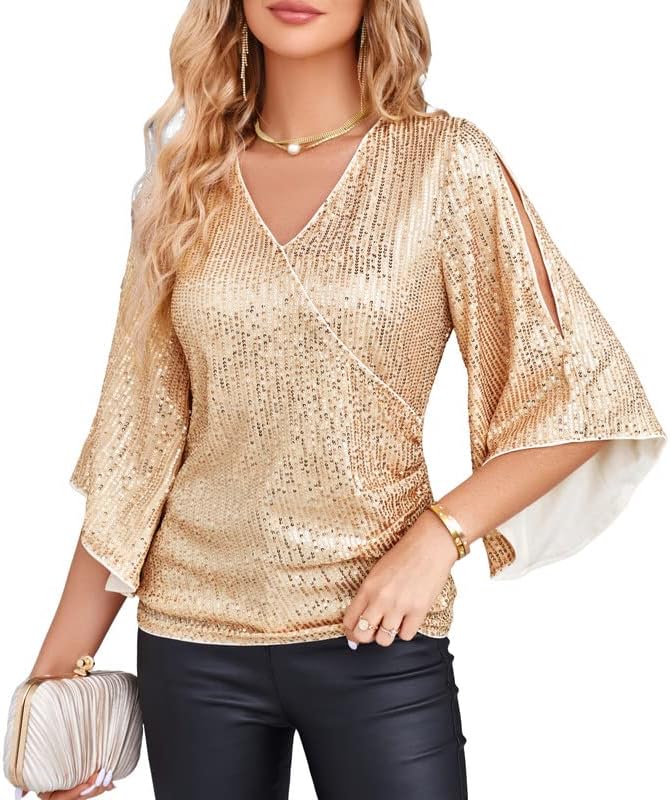 GRACE KARIN Womens Sequin Tops for Sparkly Evening Parties