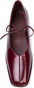 Lace up Ballet Flats Women Square Toe Mary Jane Flats - Comfortable be