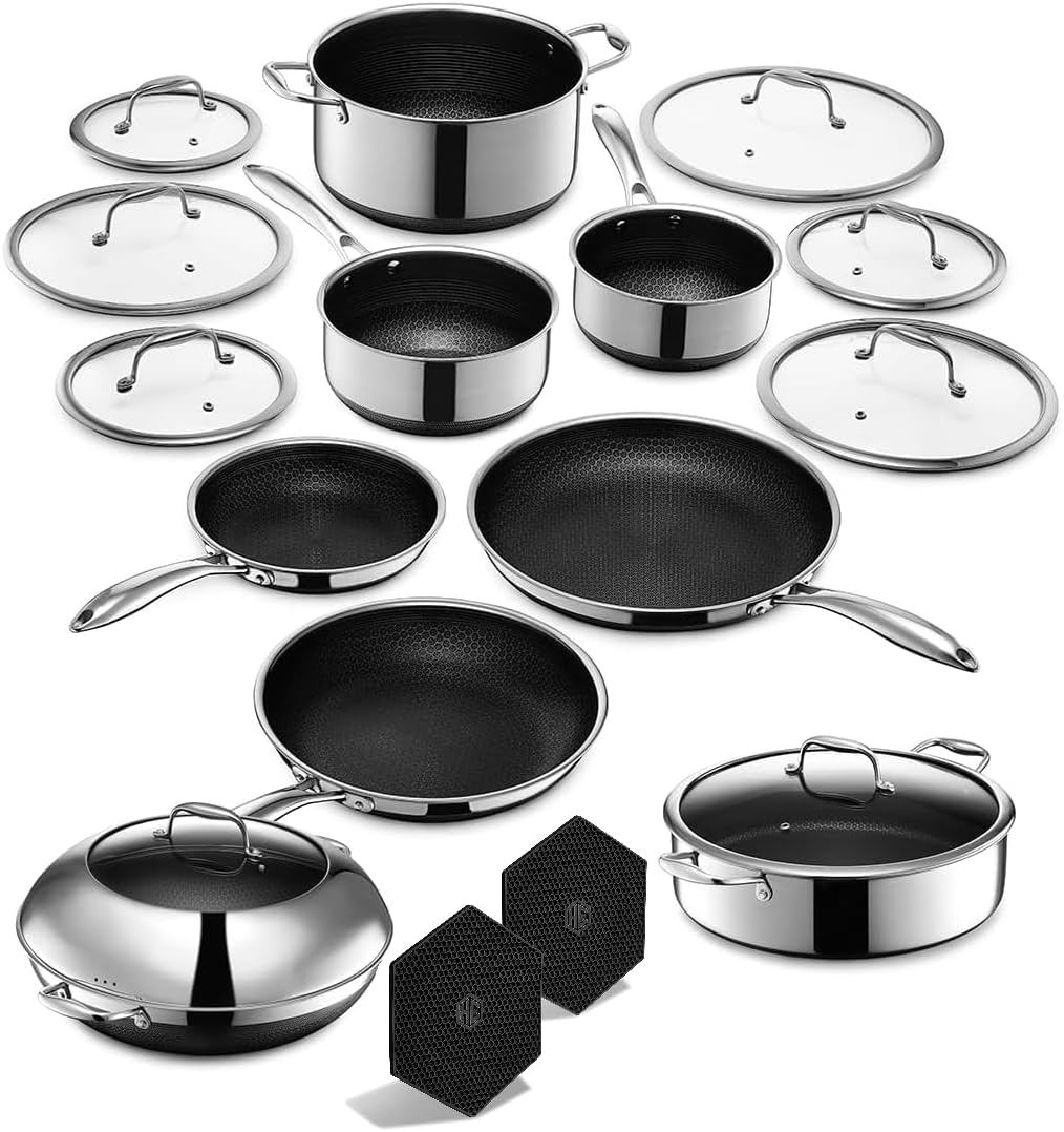 HexClad 18 Piece Hybrid Stainless Steel Cookware Set Review