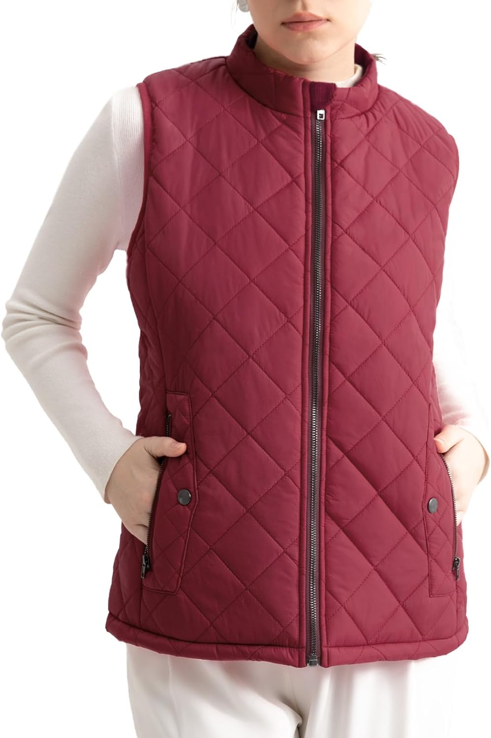 Women's Quilted Puffer Vest with Pockets for Stylish Comfort