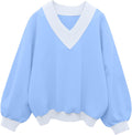 V Neck Oversized Sweatshirt for Women - Comfortable Casual Pullover