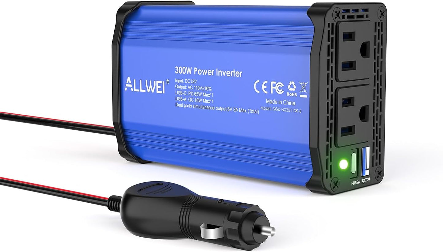 ALLWEI 300W Car Power Inverter for Fast Charging Devices