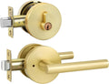 goldenwarm Gold Door Handle Set with Deadbolt - Brushed Gold Finish