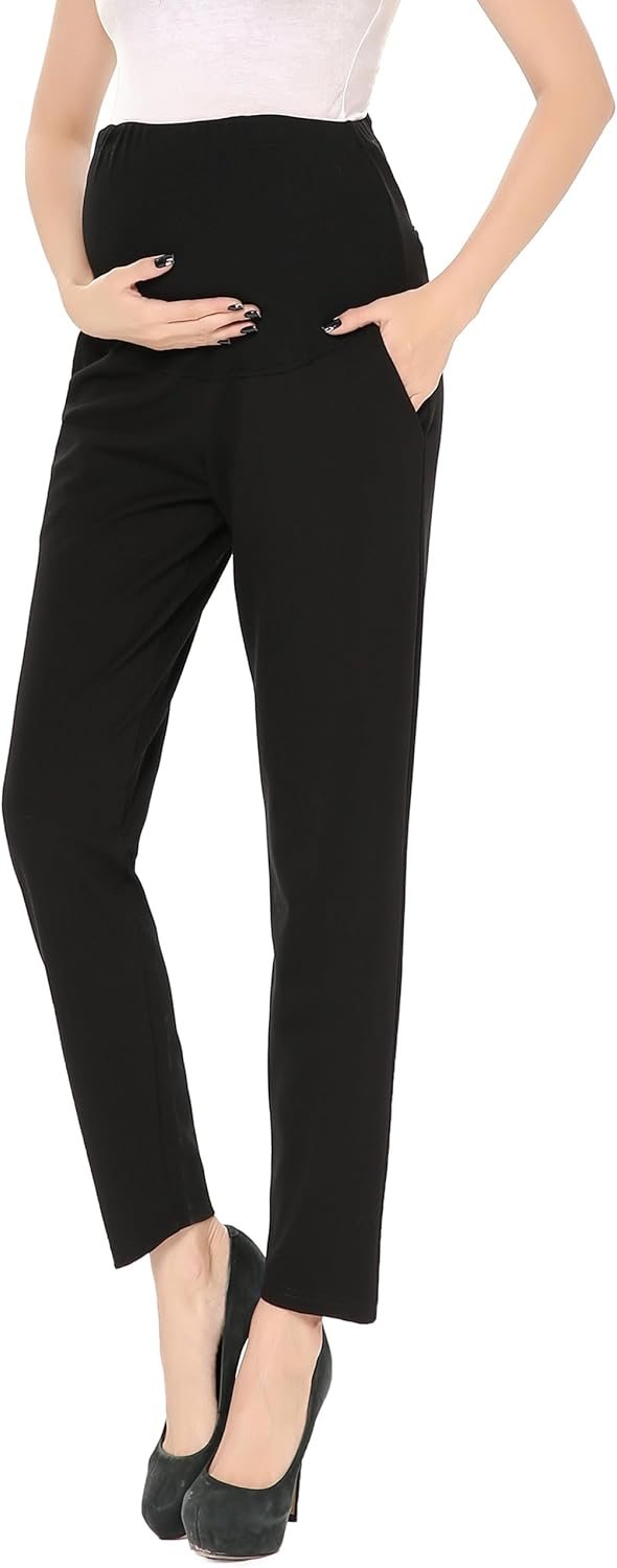 Maternity Pants Work Over The Belly with Pockets for Comfort