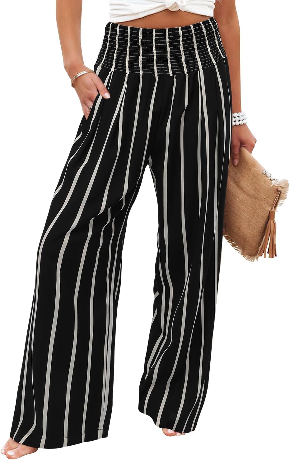 Angerella Womens Elastic High Waisted Palazzo Pants for All Occasions