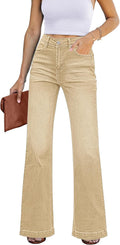 Womens High Waisted Flare Jeans Wide Leg Baggy Jean - Stretch Denim