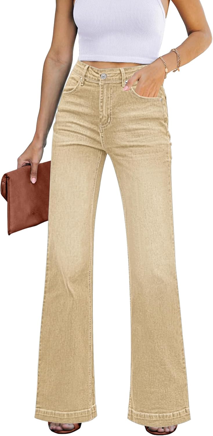 GRAPENT Womens Flare Jeans High Waisted Wide Leg Baggy Jean