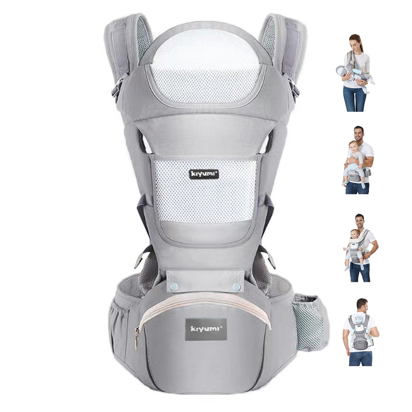 KIYUMI Baby Carrier with Hip Seat for Newborn to Toddler Comfort