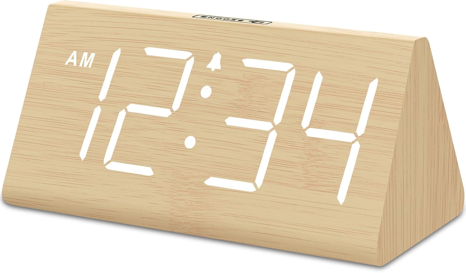 DreamSky Wooden Alarm Clock - USB Port, Battery Backup, Adjustable Volume