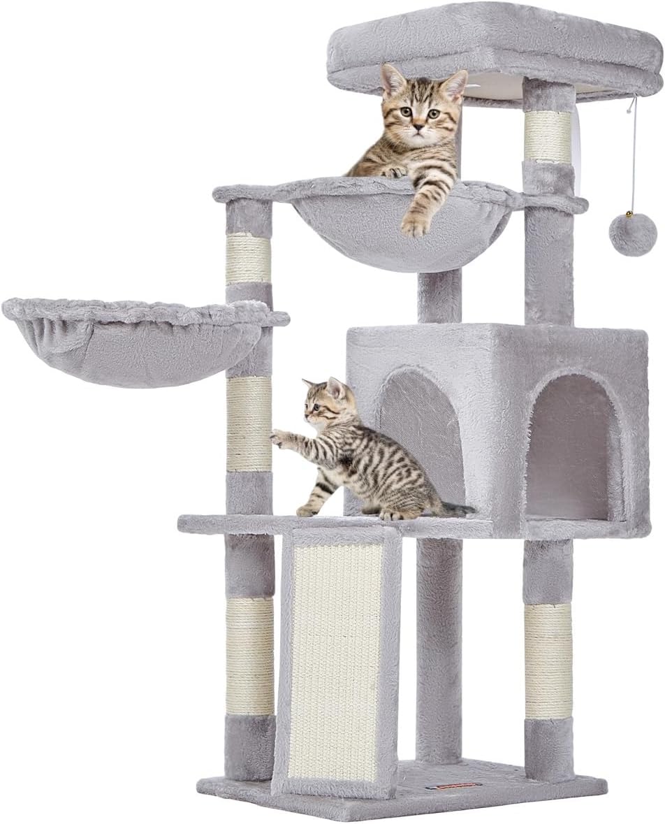 Cat Tree 37.4-Inch Tower with Scratching Posts and Hammocks