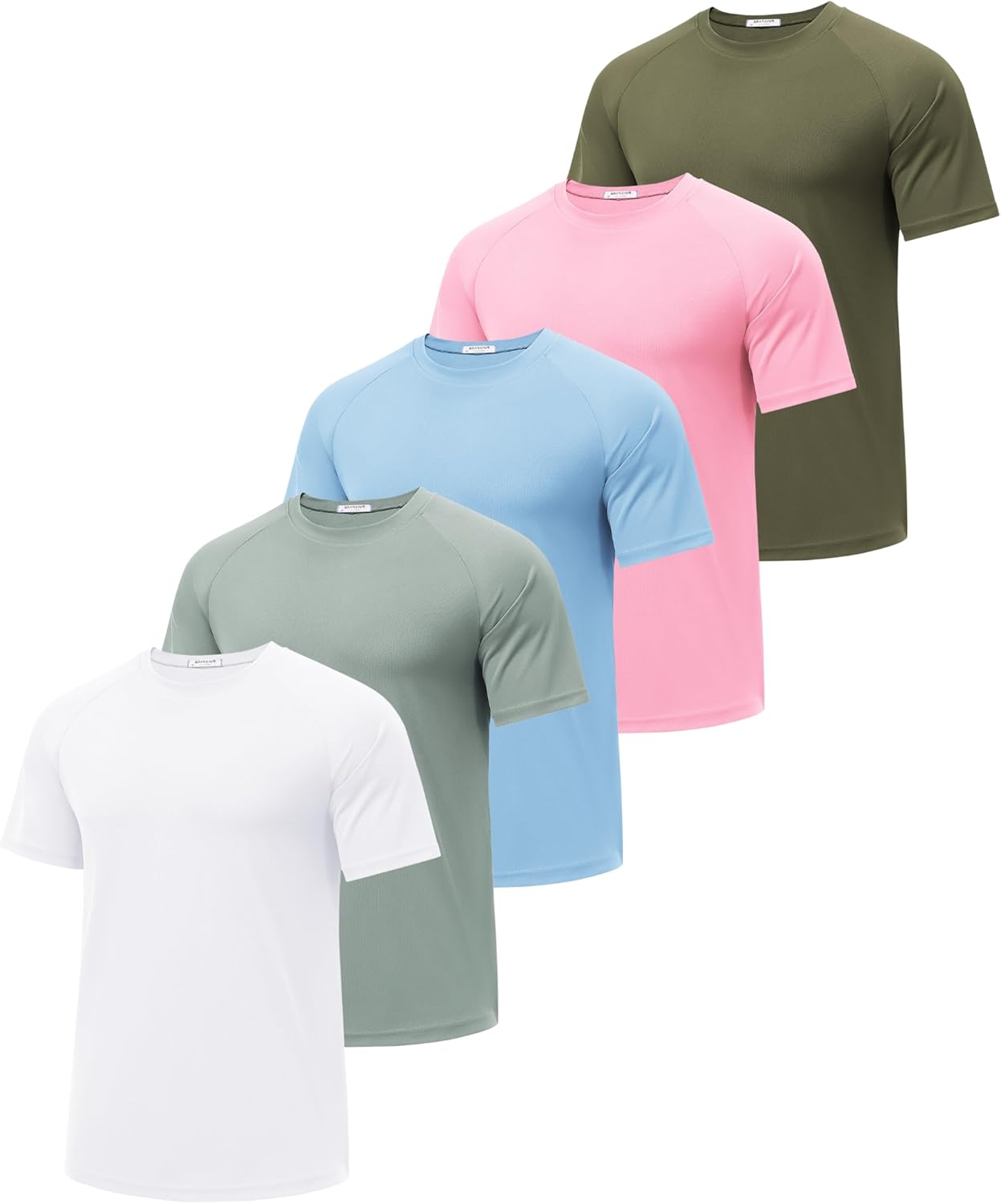 PINSPARK 5 Pack Workout Shirts for Men - Moisture Wicking Tees