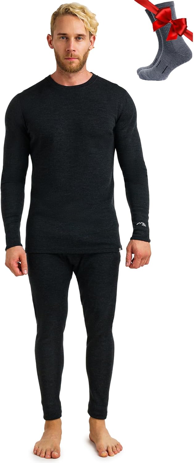 Merino Wool Base Layer Men Set - Heavyweight Comfort & Style