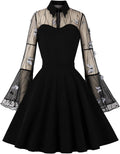 Women's Black Vintage Polka Dot 1950s A-Line Swing Dress - Retro Fit