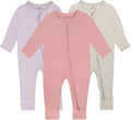 Baby Pajamas 3Pcs with Mitten Cuffs - Footless 2-Way Zipper Sleepers