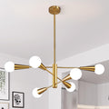 KAISITE Sputnik Chandelier 6-Light Brushed Gold - Adjustable Height