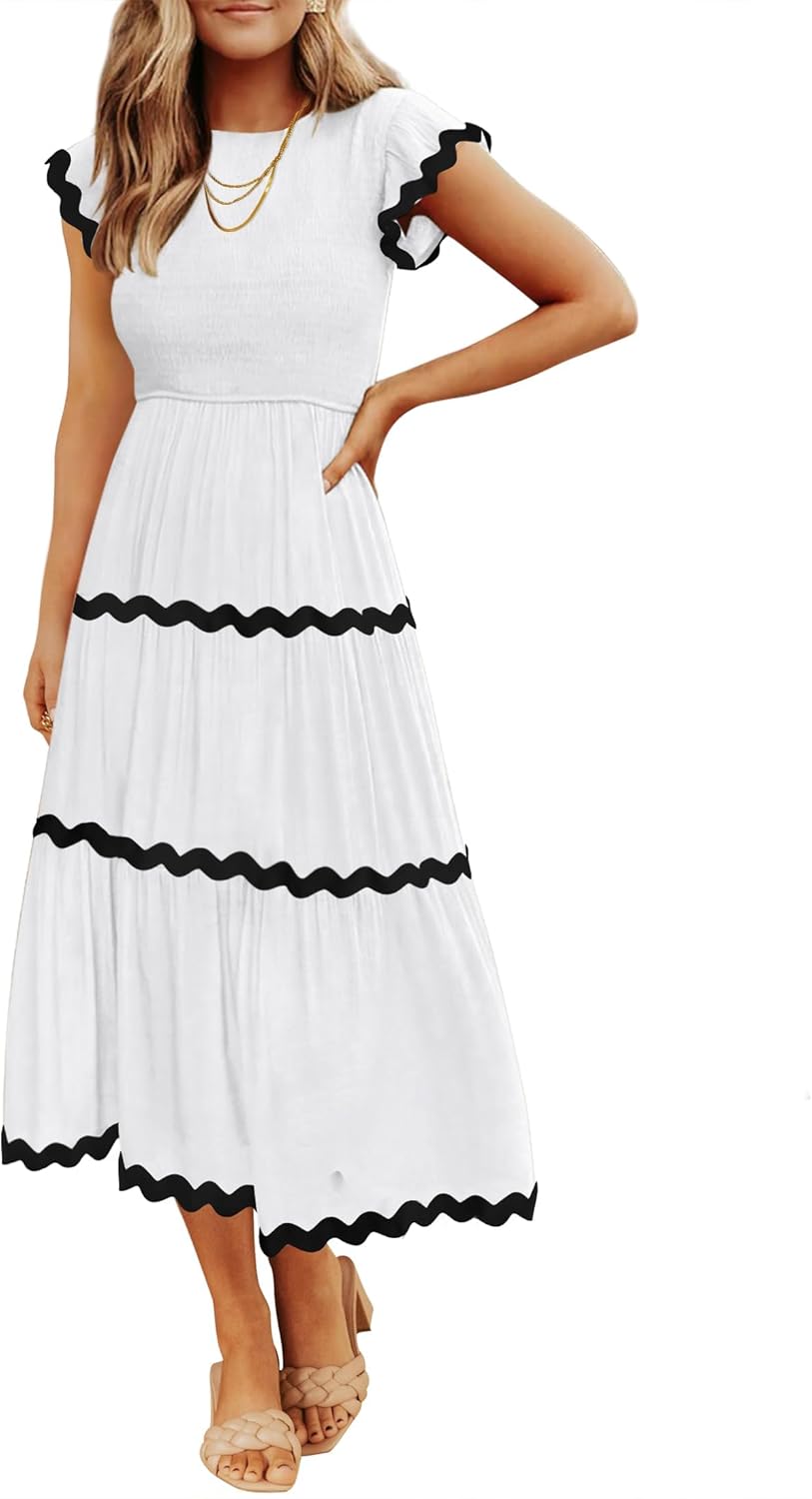 ZESICA Women's Summer Flutter Short Sleeve Midi Dress Review