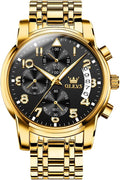 OLEVS Men's Stainless Steel Chronograph Watch - Classy Big Face Dress
