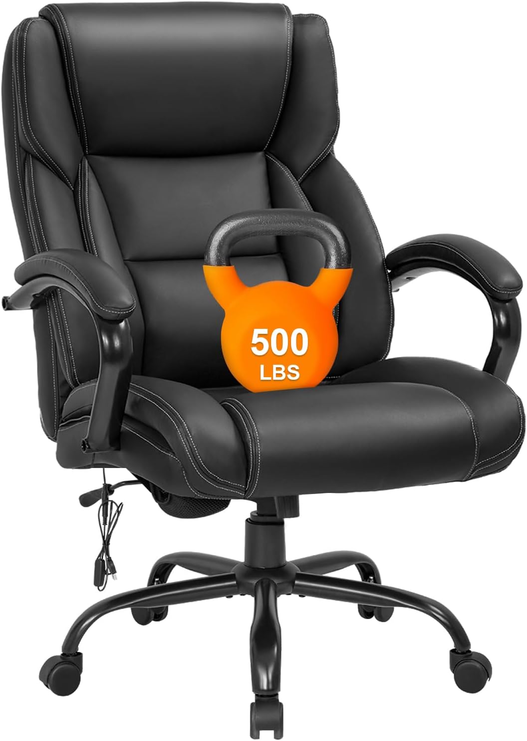 500lb High Back Massage Office Chair for Big & Tall | Lumbar Support | Swivel