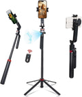 Retractable AI Selfie Stick Tripod - 71in Smart Rotating Quad Pod